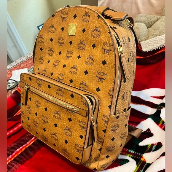 MCM - Stark Visetos Logo Monogram Backpack - Picture 1 of 12